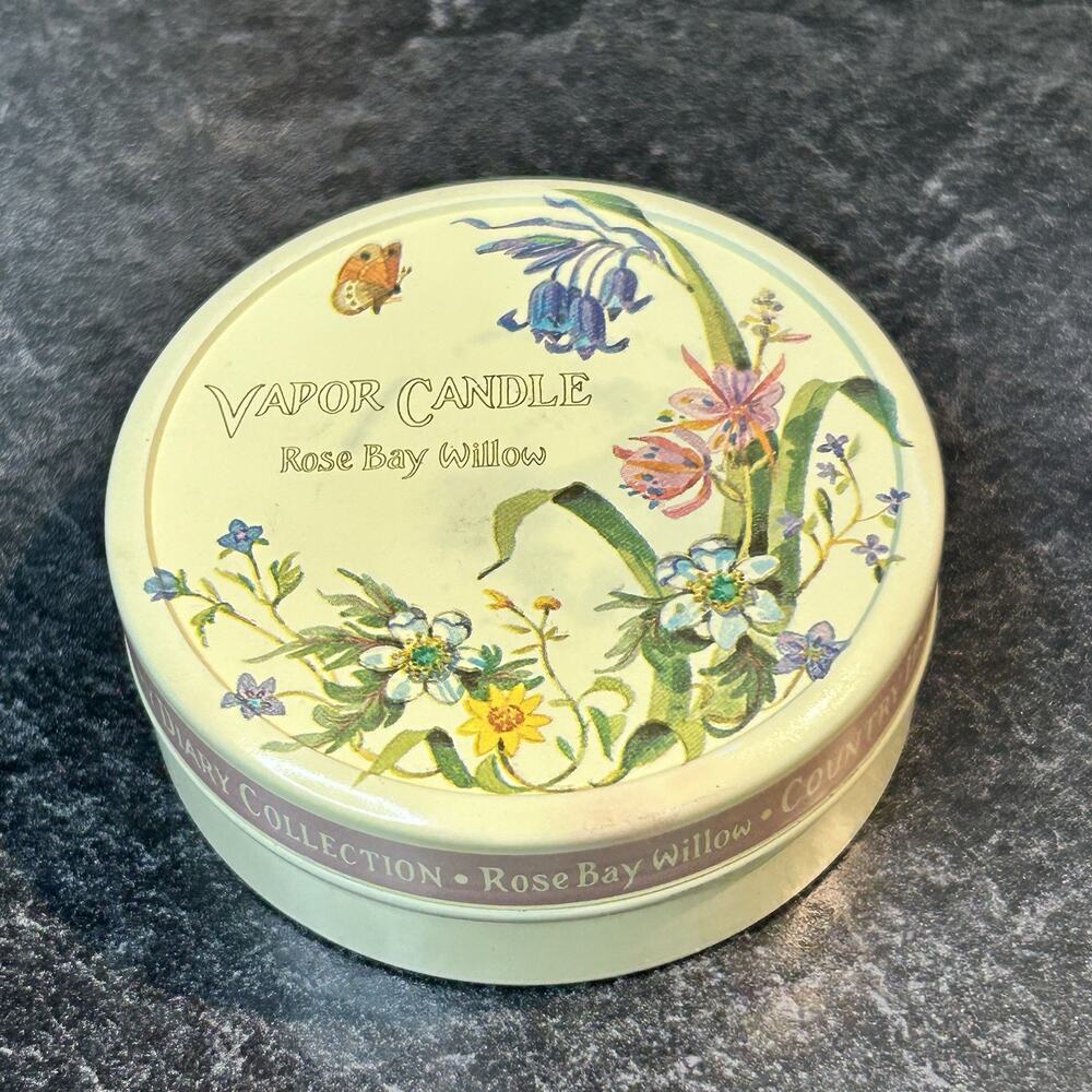 Vintage 1983 Rose Bay Willow Country Diary‎ Collection Single Wick Tin Candle